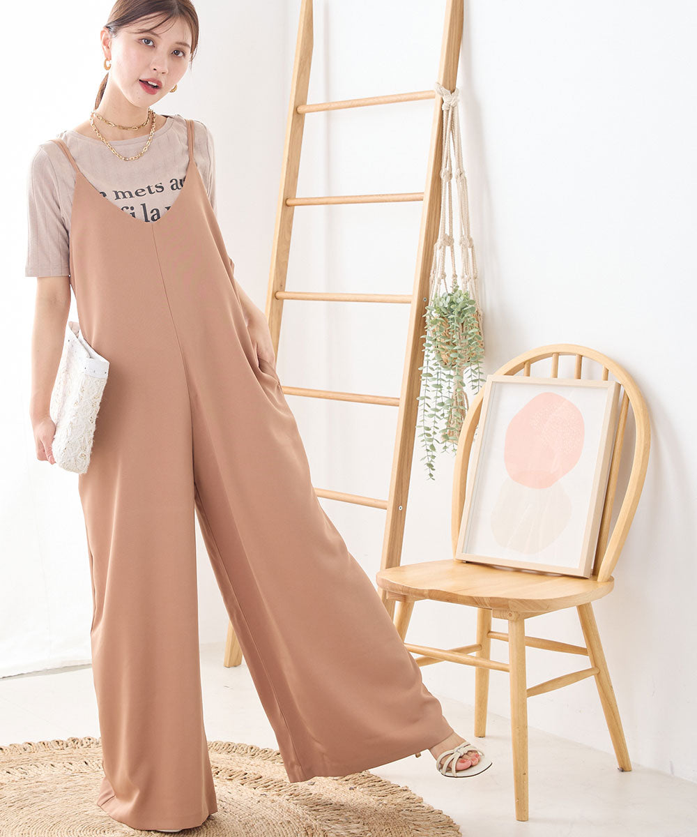 【OMNES Another Edition】ストレッチツイル キャミサロペット【7121-2056】