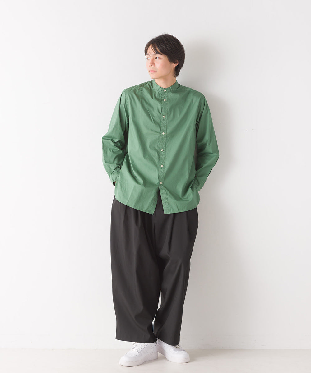 【OMNES Another Edition】メンズ 製品洗いタイプライタースタンドカラーセミロング丈長袖シャツ【7121-4055】