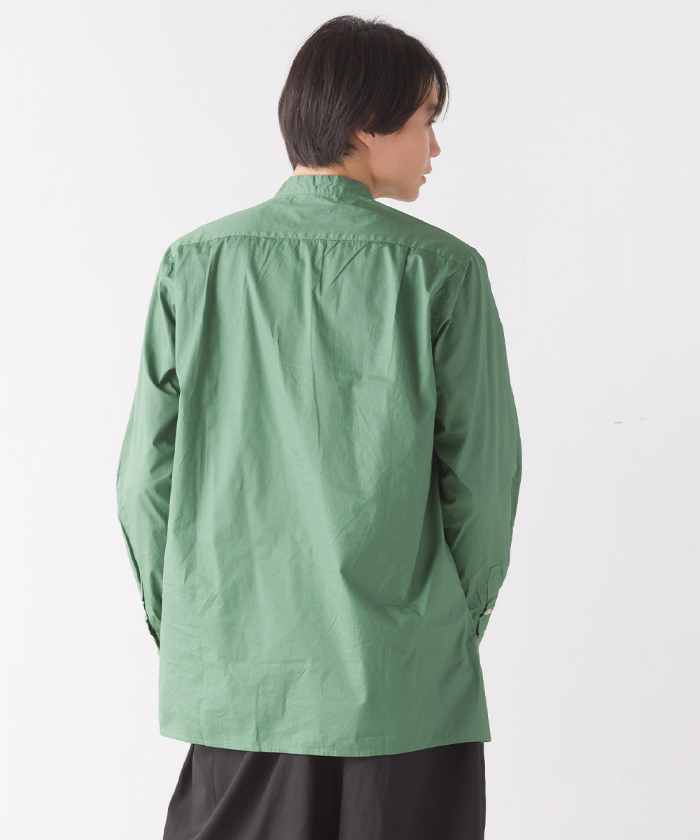 【OMNES Another Edition】メンズ 製品洗いタイプライタースタンドカラーセミロング丈長袖シャツ【7121-4055】