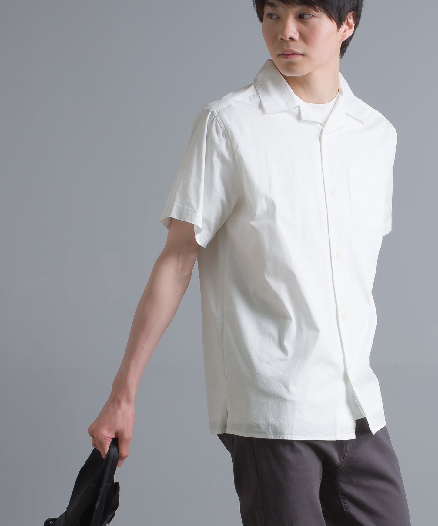 【OMNES Another Edition】メンズ 製品洗いタイプライターオープンカラー半袖シャツ【7121-4066】