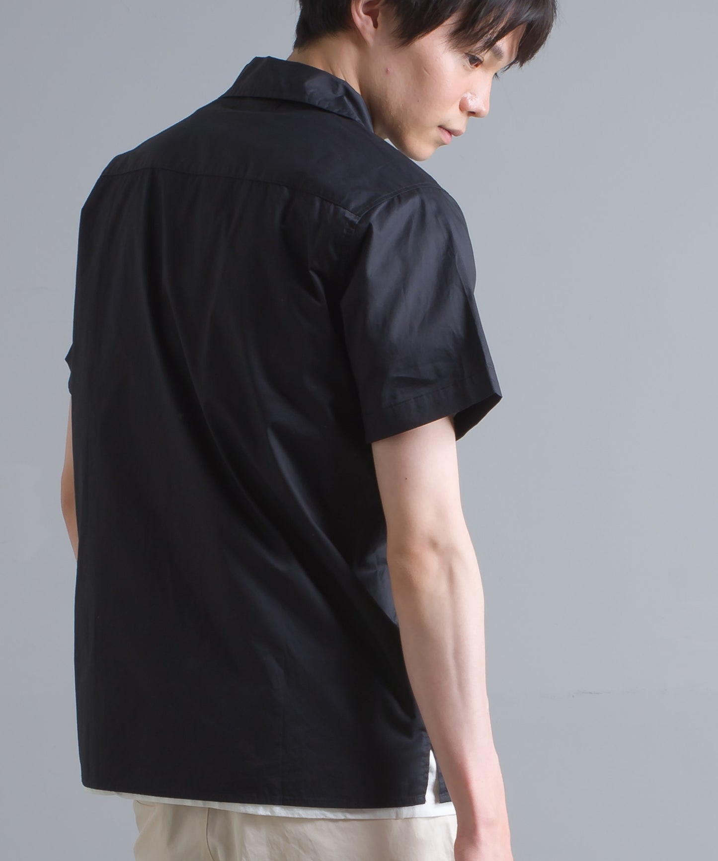 【OMNES Another Edition】メンズ 製品洗いタイプライターオープンカラー半袖シャツ【7121-4066】