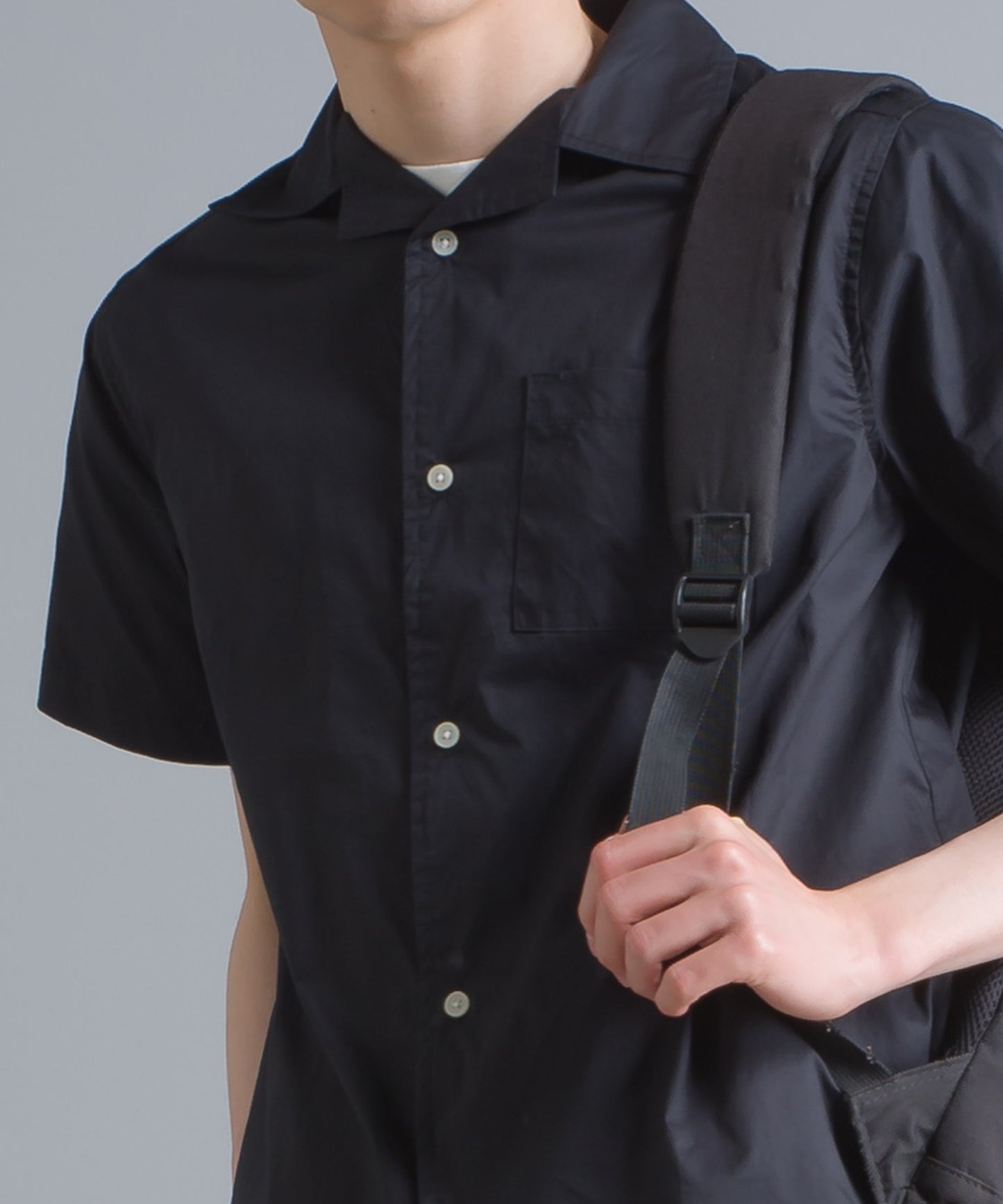 【OMNES Another Edition】メンズ 製品洗いタイプライターオープンカラー半袖シャツ【7121-4066】