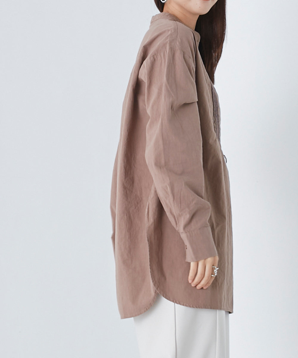 【OMNES】製品洗いコットンピンタックチュニック ブラウス【7121-4084】