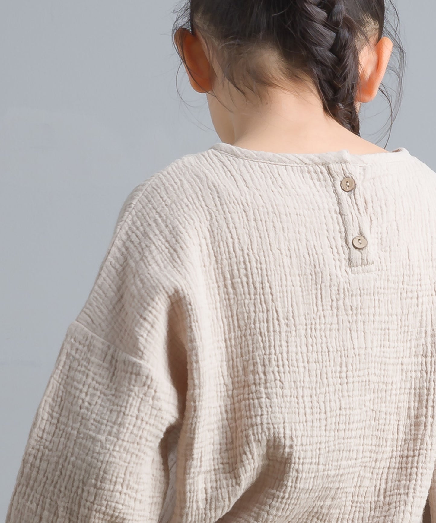【OMNES Another Edition】キッズ ダブルガーゼ ポケット付き長袖プルオーバー【7121-5165】