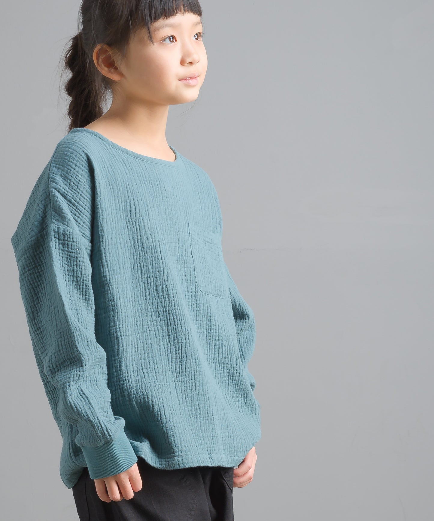 【OMNES Another Edition】キッズ ダブルガーゼ ポケット付き長袖プルオーバー【7121-5165】