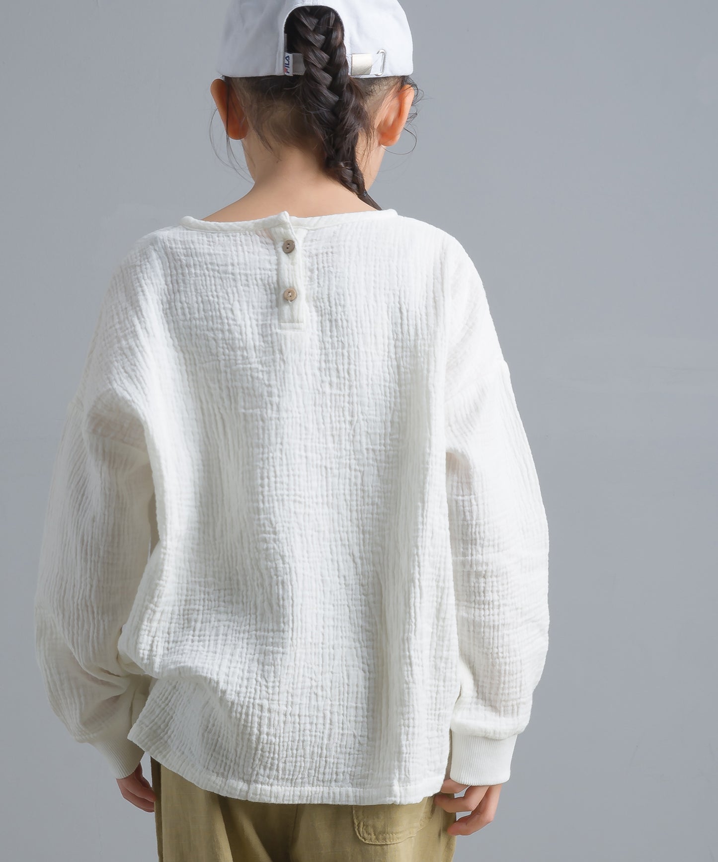 【OMNES Another Edition】キッズ ダブルガーゼ ポケット付き長袖プルオーバー【7121-5165】