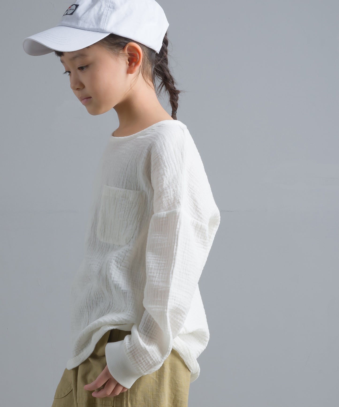【OMNES Another Edition】キッズ ダブルガーゼ ポケット付き長袖プルオーバー【7121-5165】
