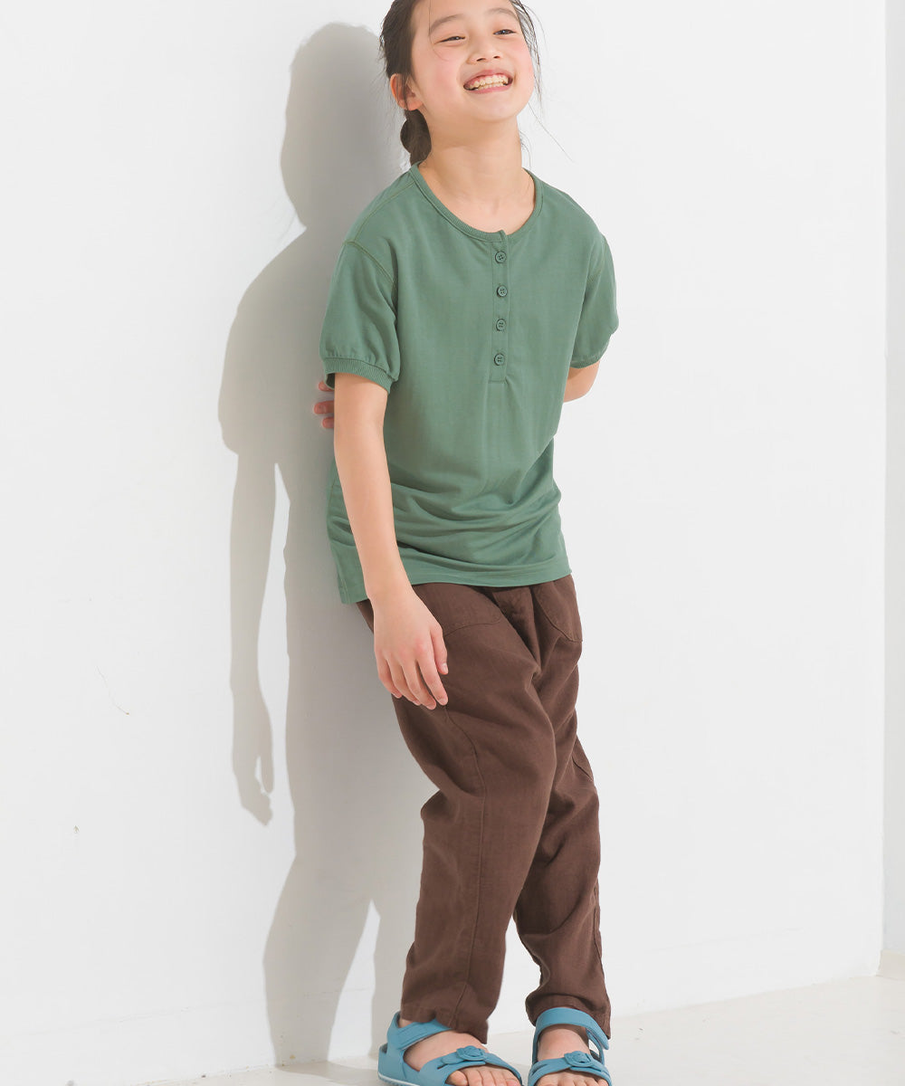 【OMNES Another Edition】キッズ 接触冷感レーヨンナイロンヘンリーネックTシャツ【7121-5191】