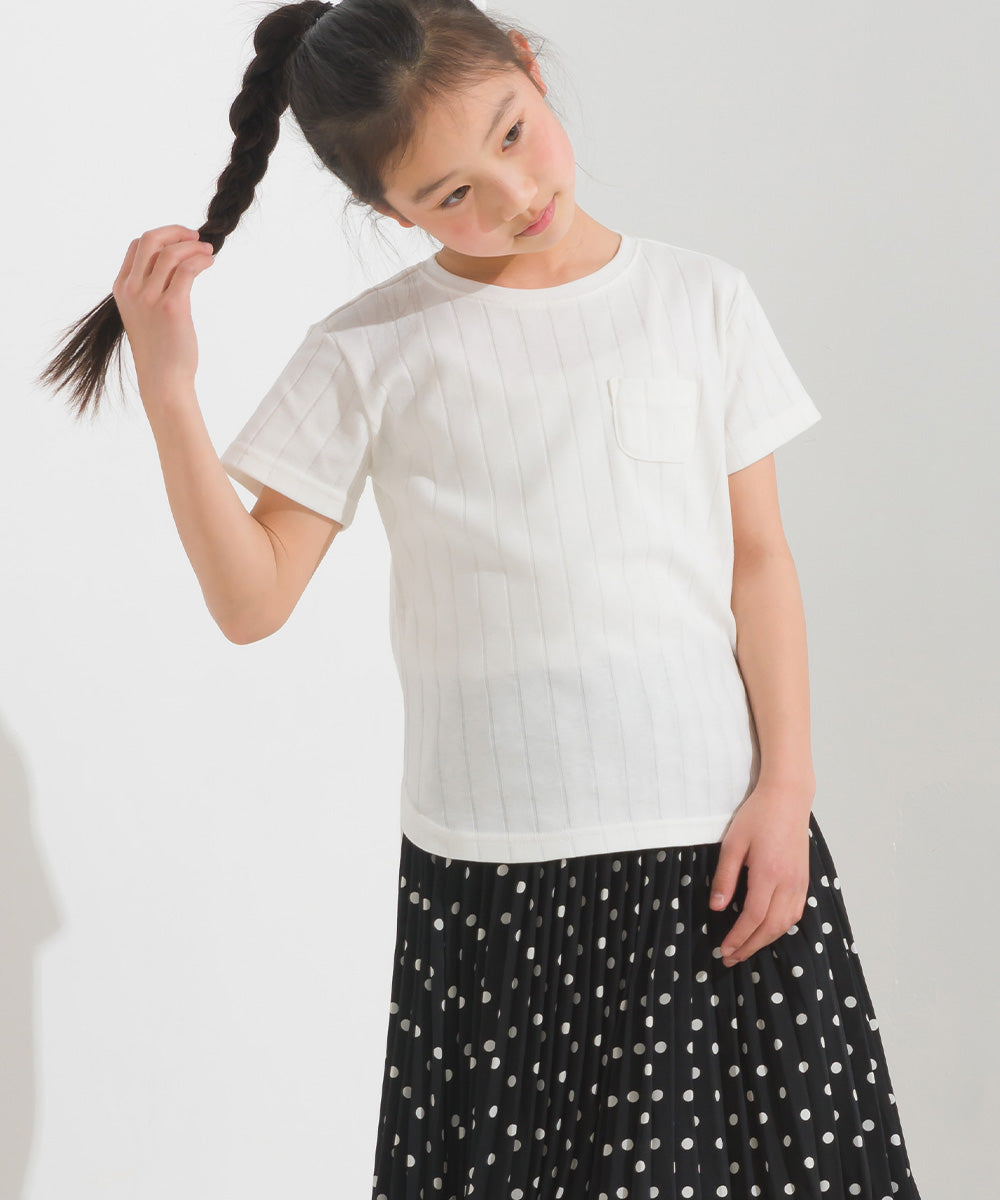 【OMNES Another Edition】キッズ汗染み防止リブポケット付き裾ラウンドTシャツ【7121-5192】