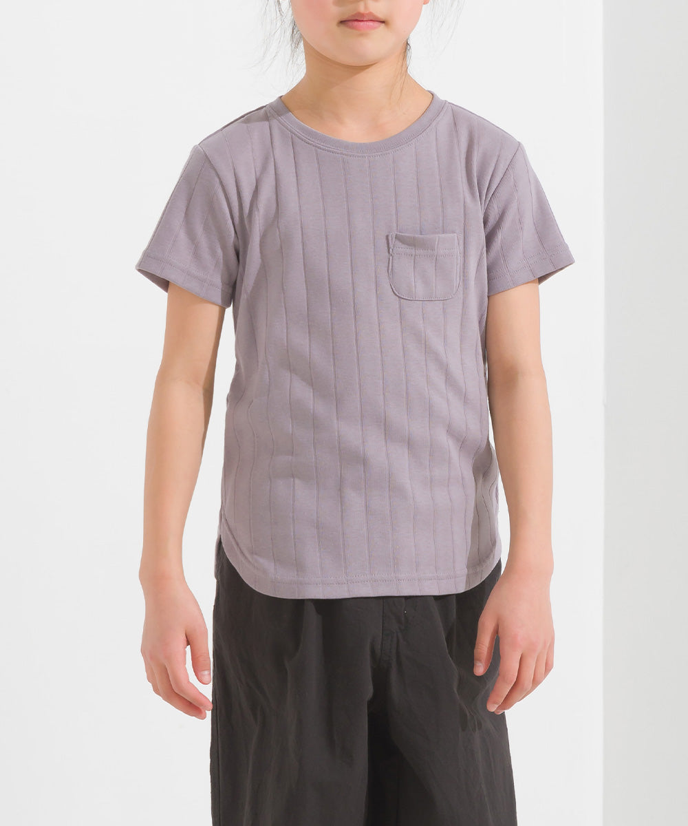 【OMNES Another Edition】キッズ汗染み防止リブポケット付き裾ラウンドTシャツ【7121-5192】