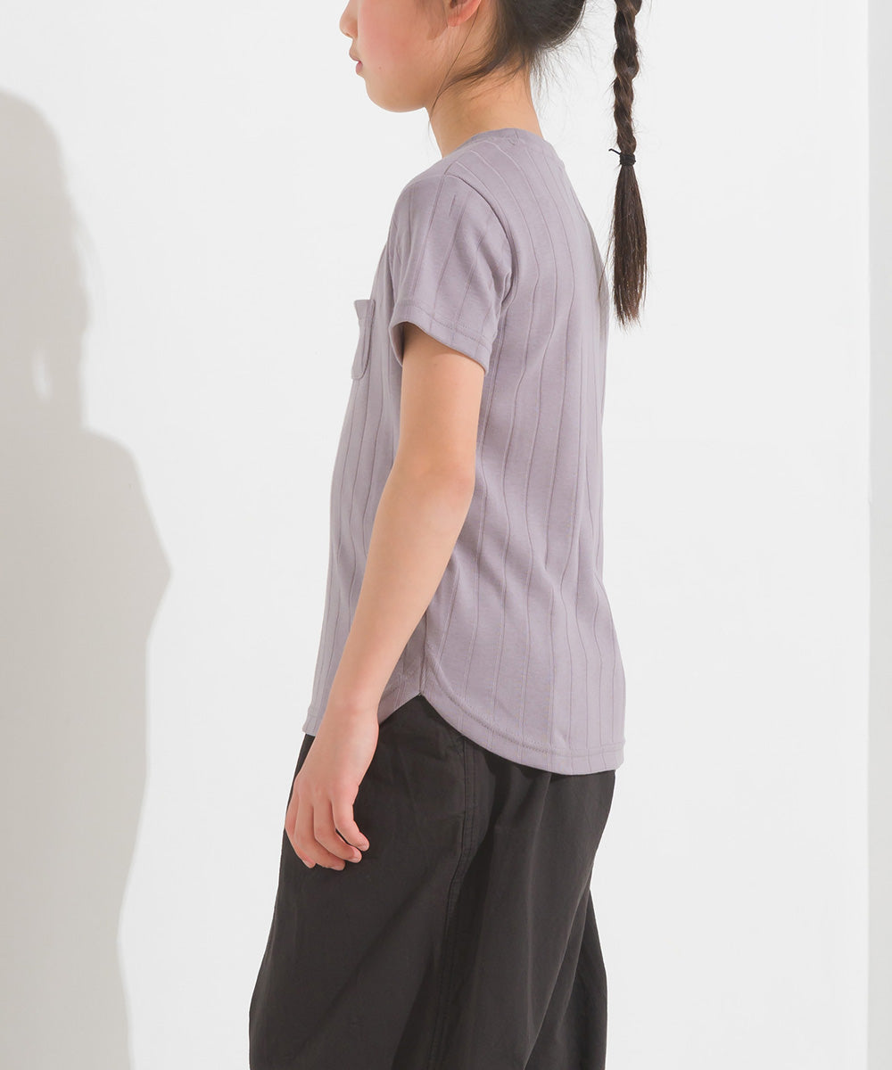 【OMNES Another Edition】キッズ汗染み防止リブポケット付き裾ラウンドTシャツ【7121-5192】