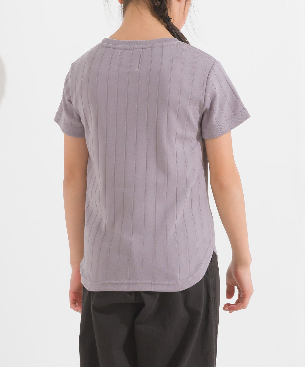 【OMNES Another Edition】キッズ汗染み防止リブポケット付き裾ラウンドTシャツ【7121-5192】