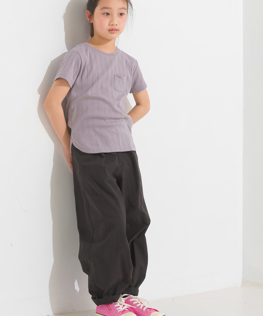 【OMNES Another Edition】キッズ汗染み防止リブポケット付き裾ラウンドTシャツ【7121-5192】