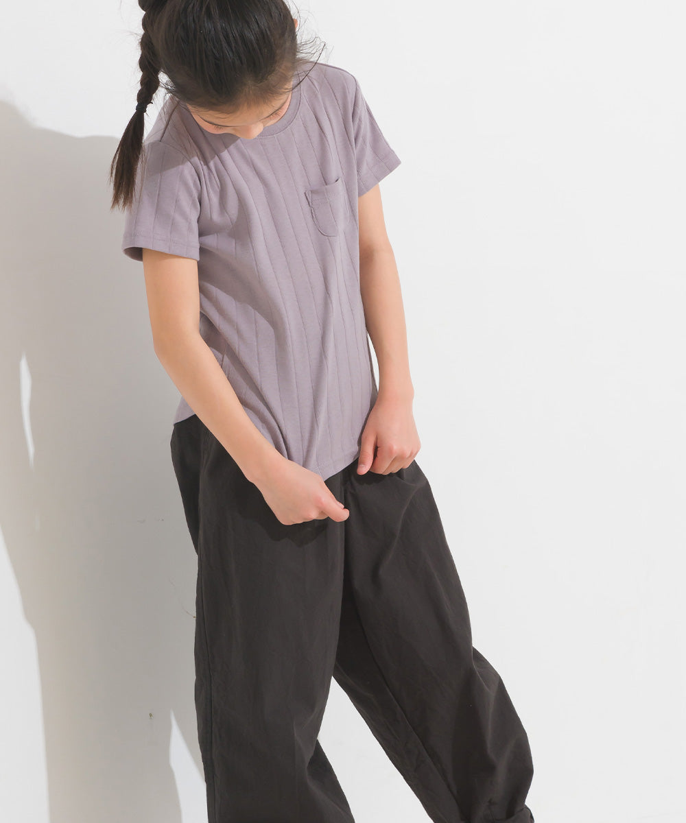 【OMNES Another Edition】キッズ汗染み防止リブポケット付き裾ラウンドTシャツ【7121-5192】