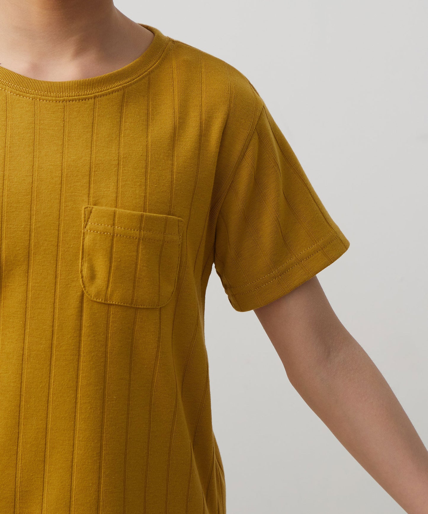 【OMNES Another Edition】キッズ汗染み防止リブポケット付き裾ラウンドTシャツ【7121-5192】