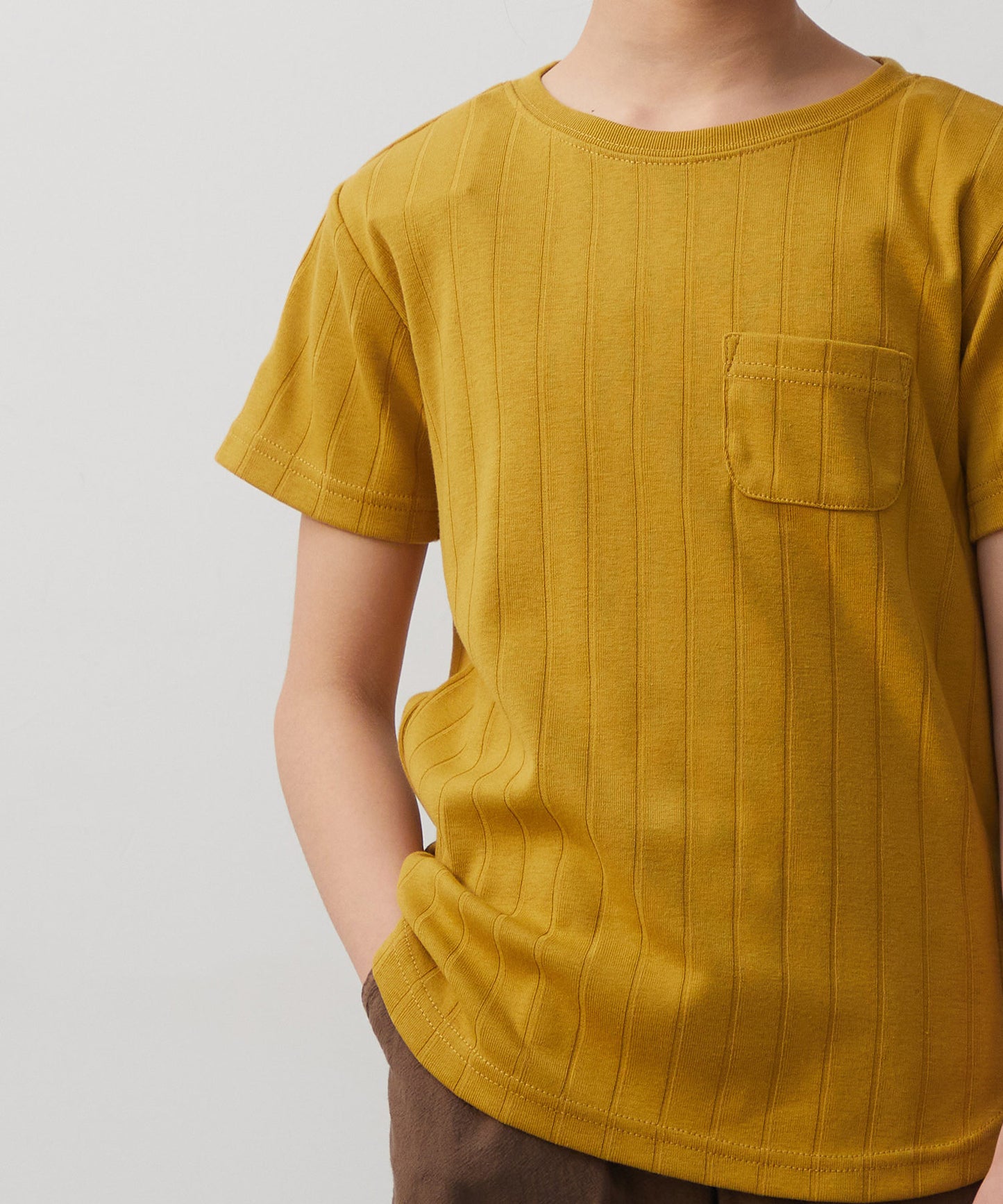 【OMNES Another Edition】キッズ汗染み防止リブポケット付き裾ラウンドTシャツ【7121-5192】