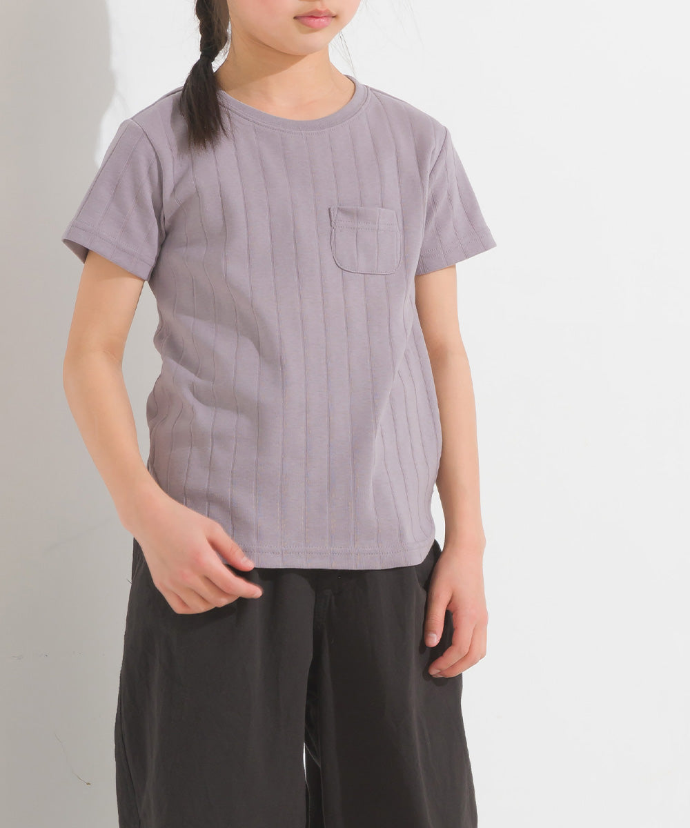 【OMNES Another Edition】キッズ汗染み防止リブポケット付き裾ラウンドTシャツ【7121-5192】