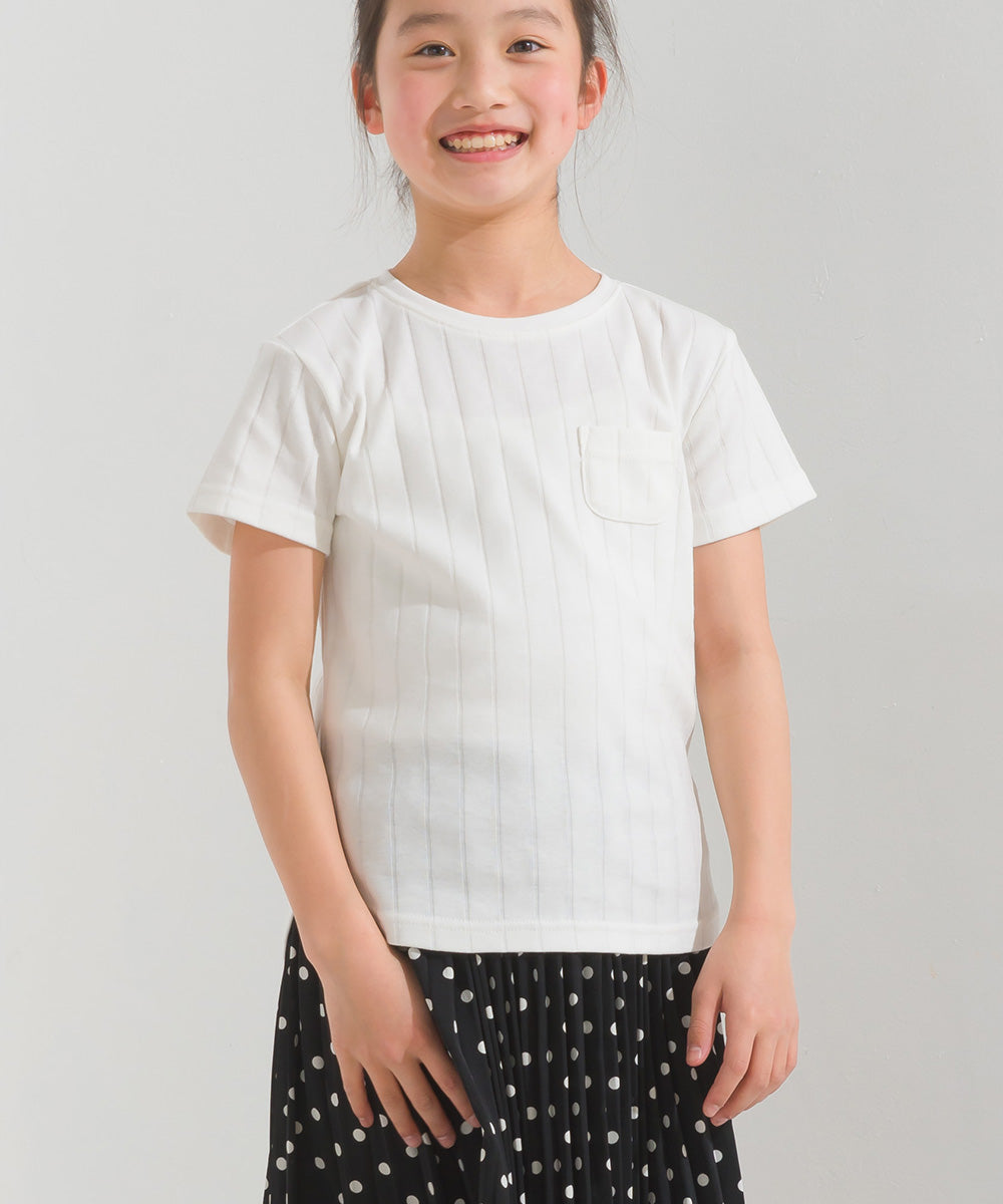 【OMNES Another Edition】キッズ汗染み防止リブポケット付き裾ラウンドTシャツ【7121-5192】