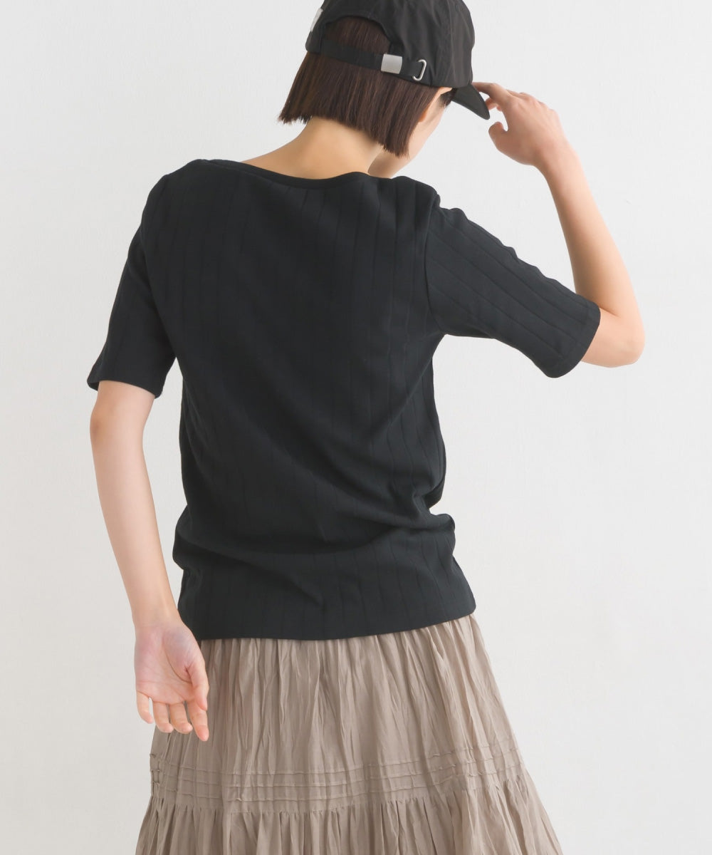 【OMNES Another Edition】汗染み防止リブロゴプリント半袖Tシャツ REUNION【7121-5197】
