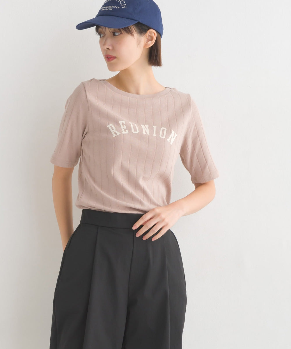 【OMNES Another Edition】汗染み防止リブロゴプリント半袖Tシャツ REUNION【7121-5197】