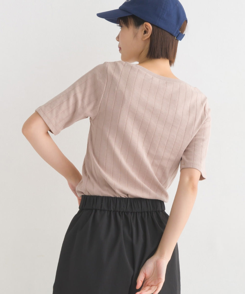 【OMNES Another Edition】汗染み防止リブロゴプリント半袖Tシャツ REUNION【7121-5197】