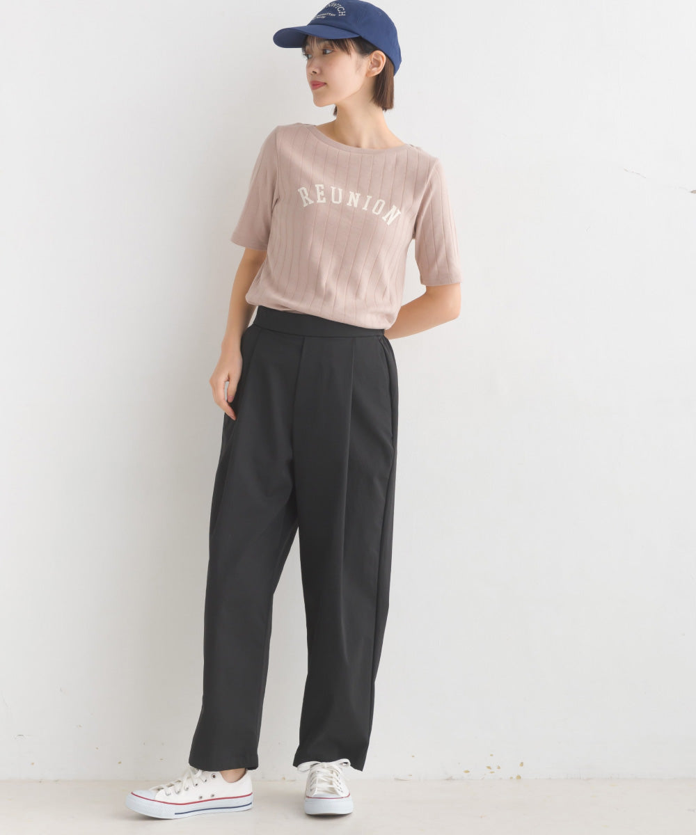 【OMNES Another Edition】汗染み防止リブロゴプリント半袖Tシャツ REUNION【7121-5197】