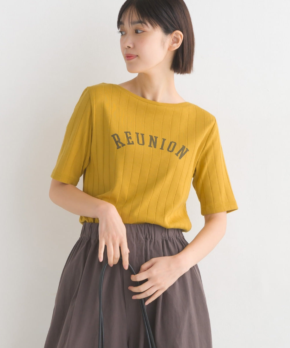 【OMNES Another Edition】汗染み防止リブロゴプリント半袖Tシャツ REUNION【7121-5197】