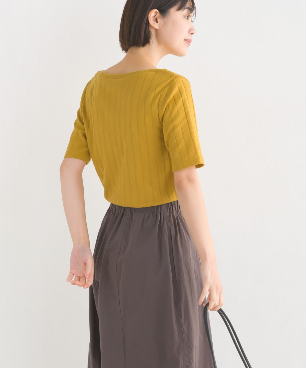 【OMNES Another Edition】汗染み防止リブロゴプリント半袖Tシャツ REUNION【7121-5197】