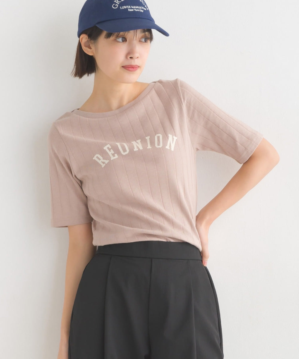 【OMNES Another Edition】汗染み防止リブロゴプリント半袖Tシャツ REUNION【7121-5197】