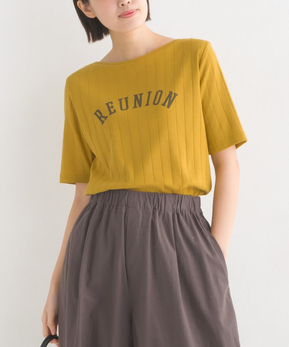 【OMNES Another Edition】汗染み防止リブロゴプリント半袖Tシャツ REUNION【7121-5197】