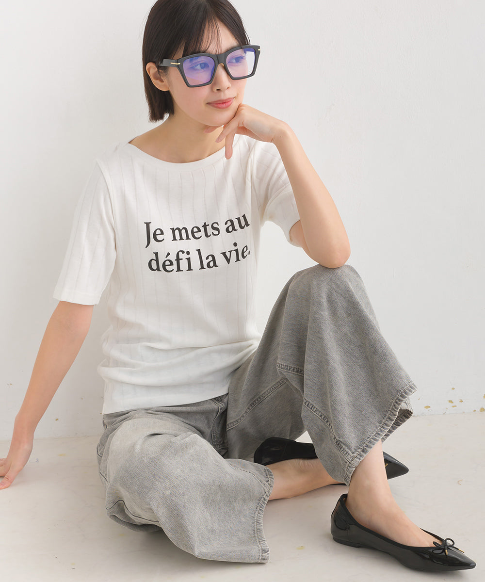 【OMNES Another Edition】汗染み防止リブロゴプリント半袖Tシャツ Je mets【7121-5198】