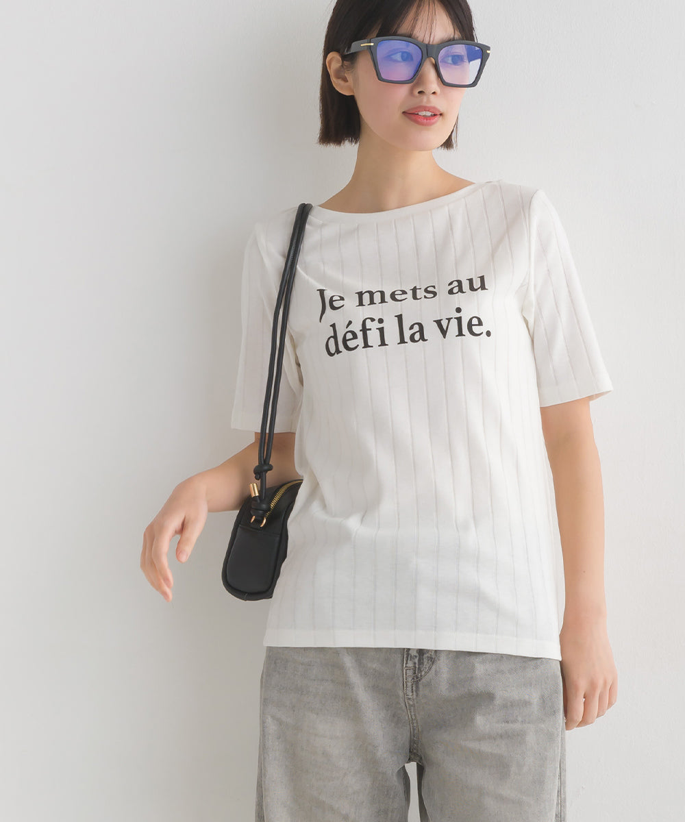 【OMNES Another Edition】汗染み防止リブロゴプリント半袖Tシャツ Je mets【7121-5198】