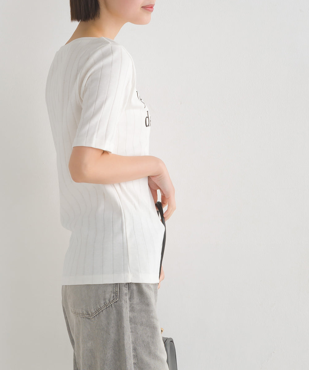 【OMNES Another Edition】汗染み防止リブロゴプリント半袖Tシャツ Je mets【7121-5198】