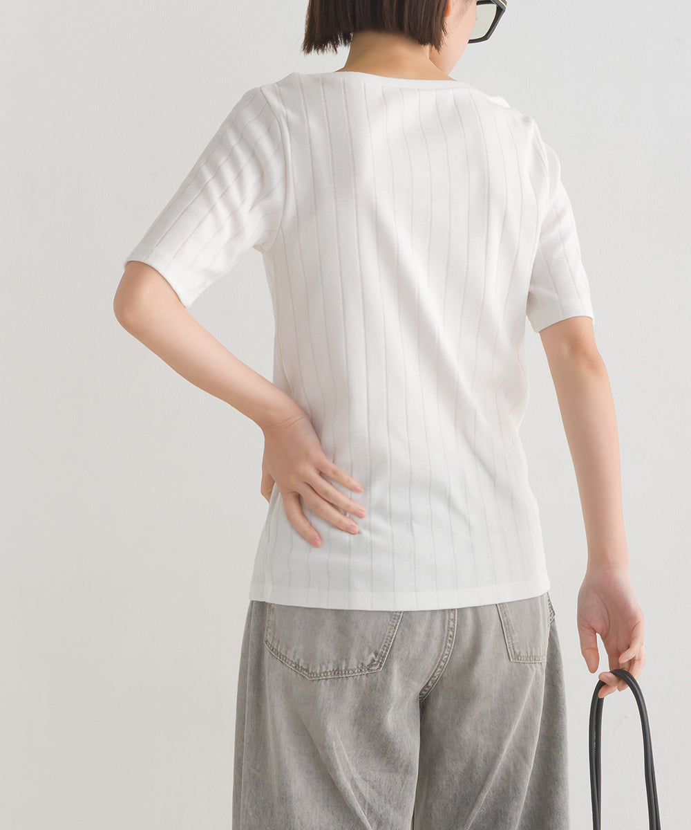 【OMNES Another Edition】汗染み防止リブロゴプリント半袖Tシャツ Je mets【7121-5198】