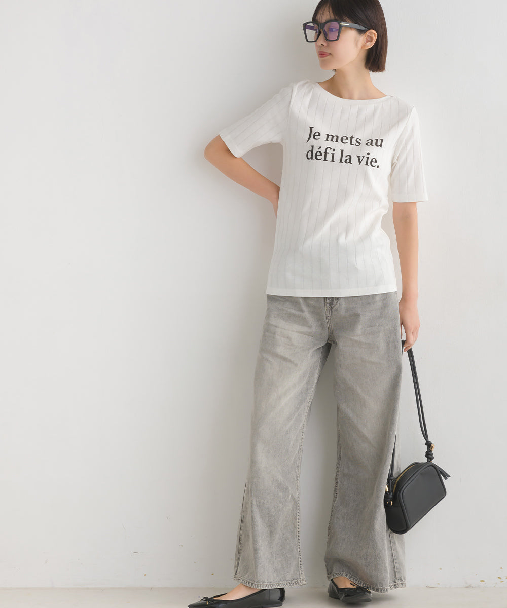 【OMNES Another Edition】汗染み防止リブロゴプリント半袖Tシャツ Je mets【7121-5198】