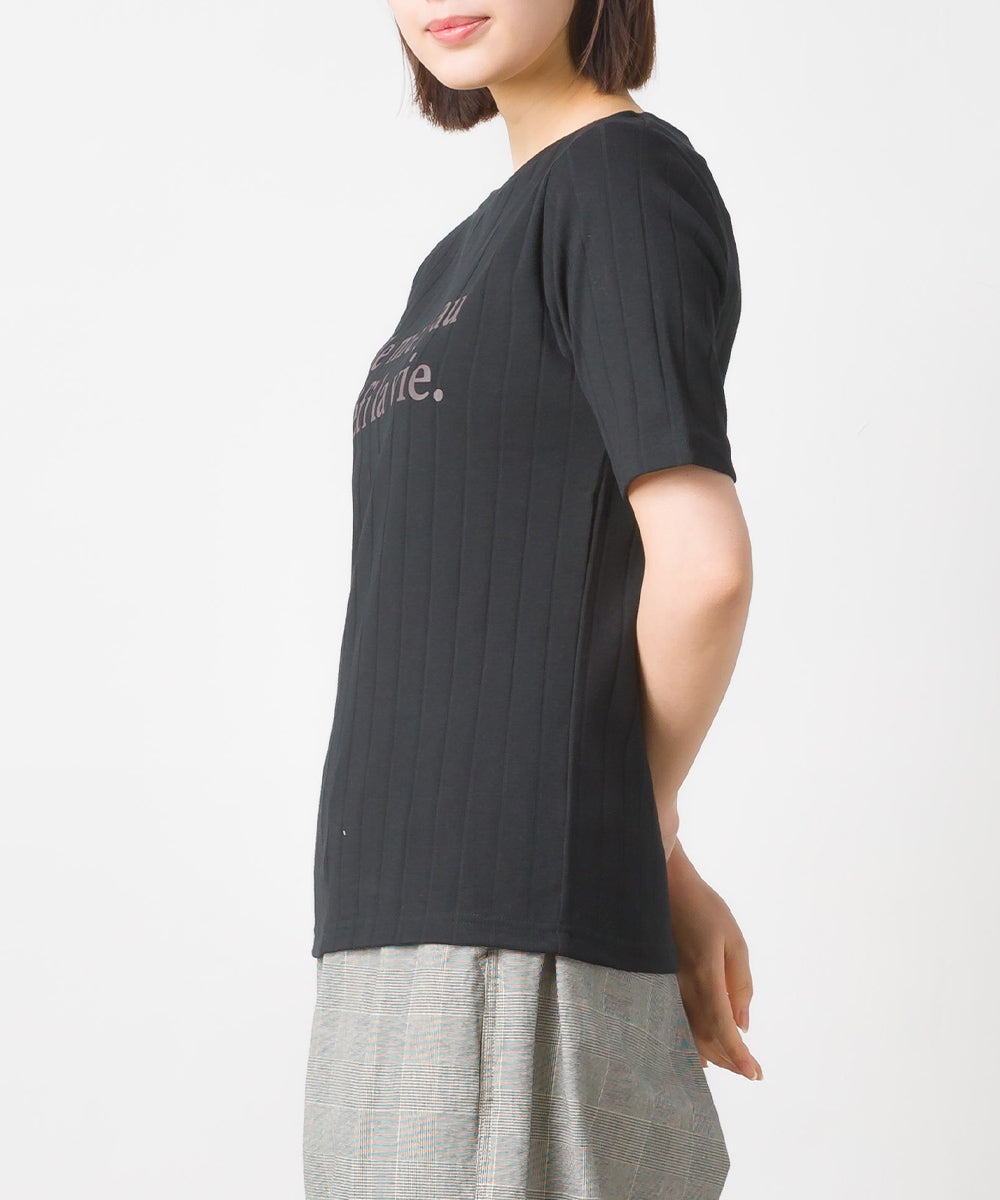 【OMNES Another Edition】汗染み防止リブロゴプリント半袖Tシャツ Je mets【7121-5198】