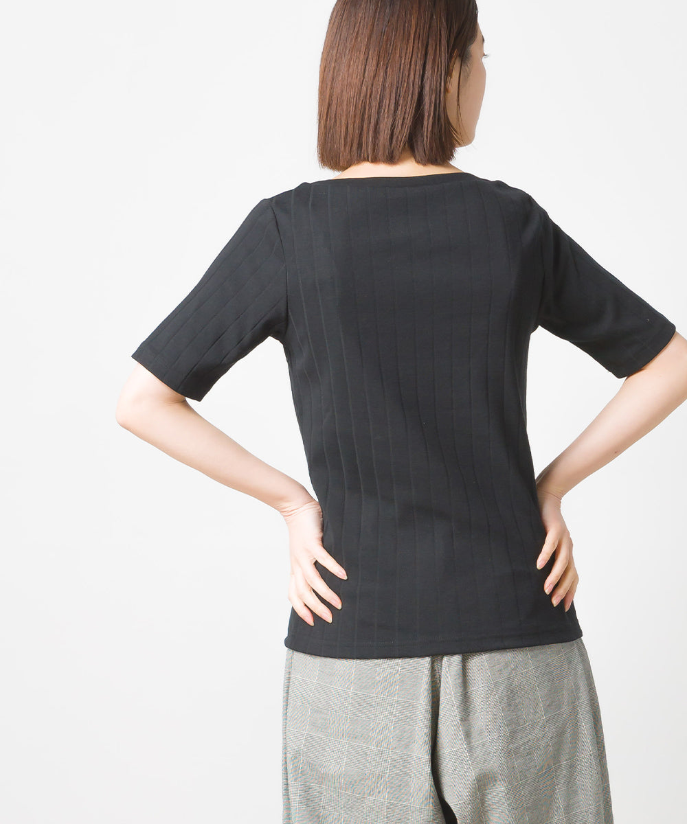 【OMNES Another Edition】汗染み防止リブロゴプリント半袖Tシャツ Je mets【7121-5198】