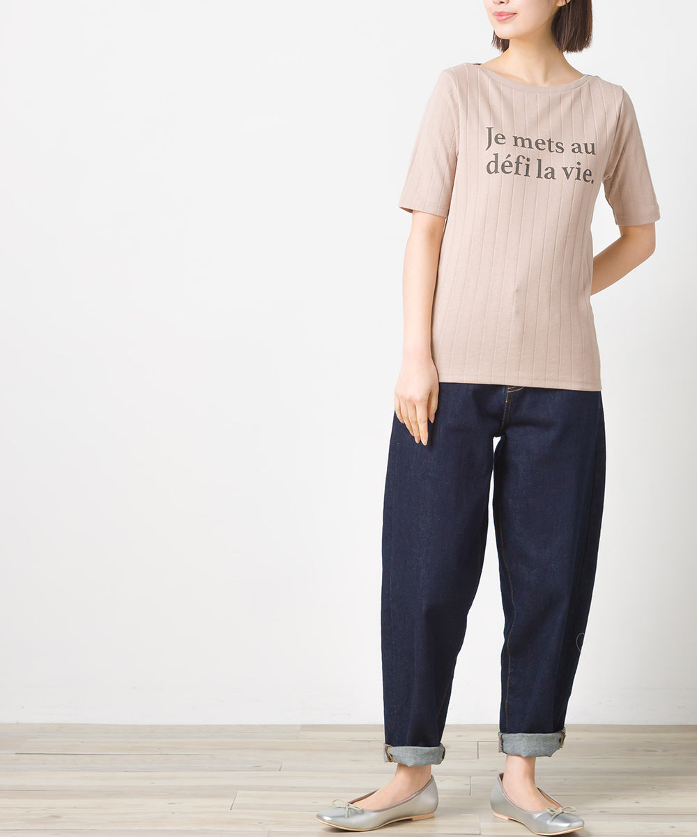 【OMNES Another Edition】汗染み防止リブロゴプリント半袖Tシャツ Je mets【7121-5198】