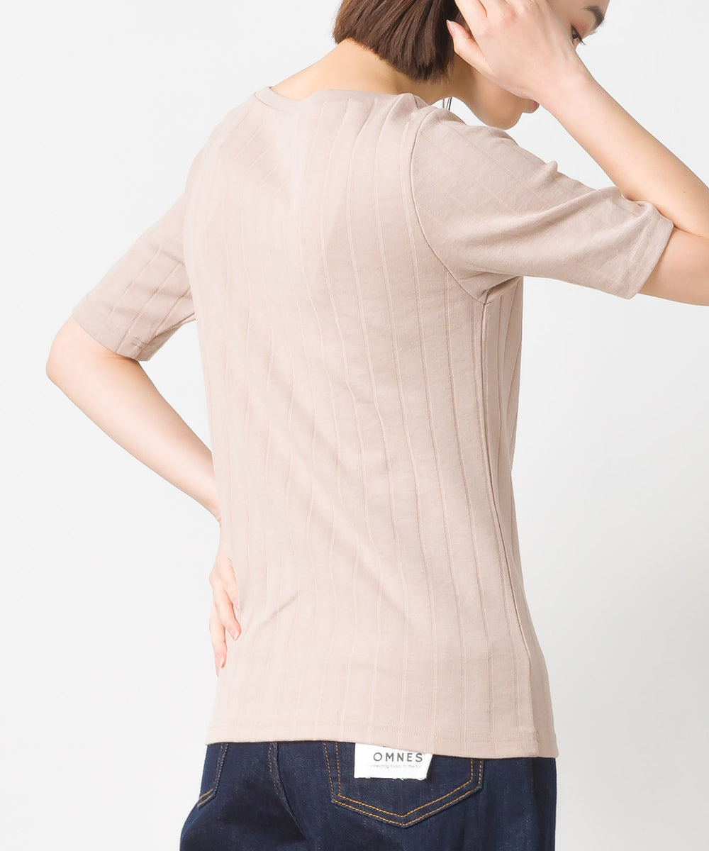 【OMNES Another Edition】汗染み防止リブロゴプリント半袖Tシャツ Je mets【7121-5198】