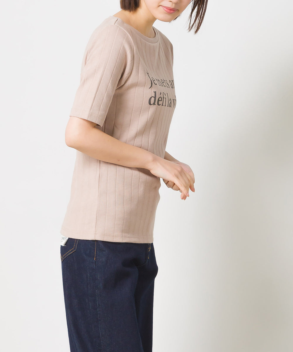 【OMNES Another Edition】汗染み防止リブロゴプリント半袖Tシャツ Je mets【7121-5198】