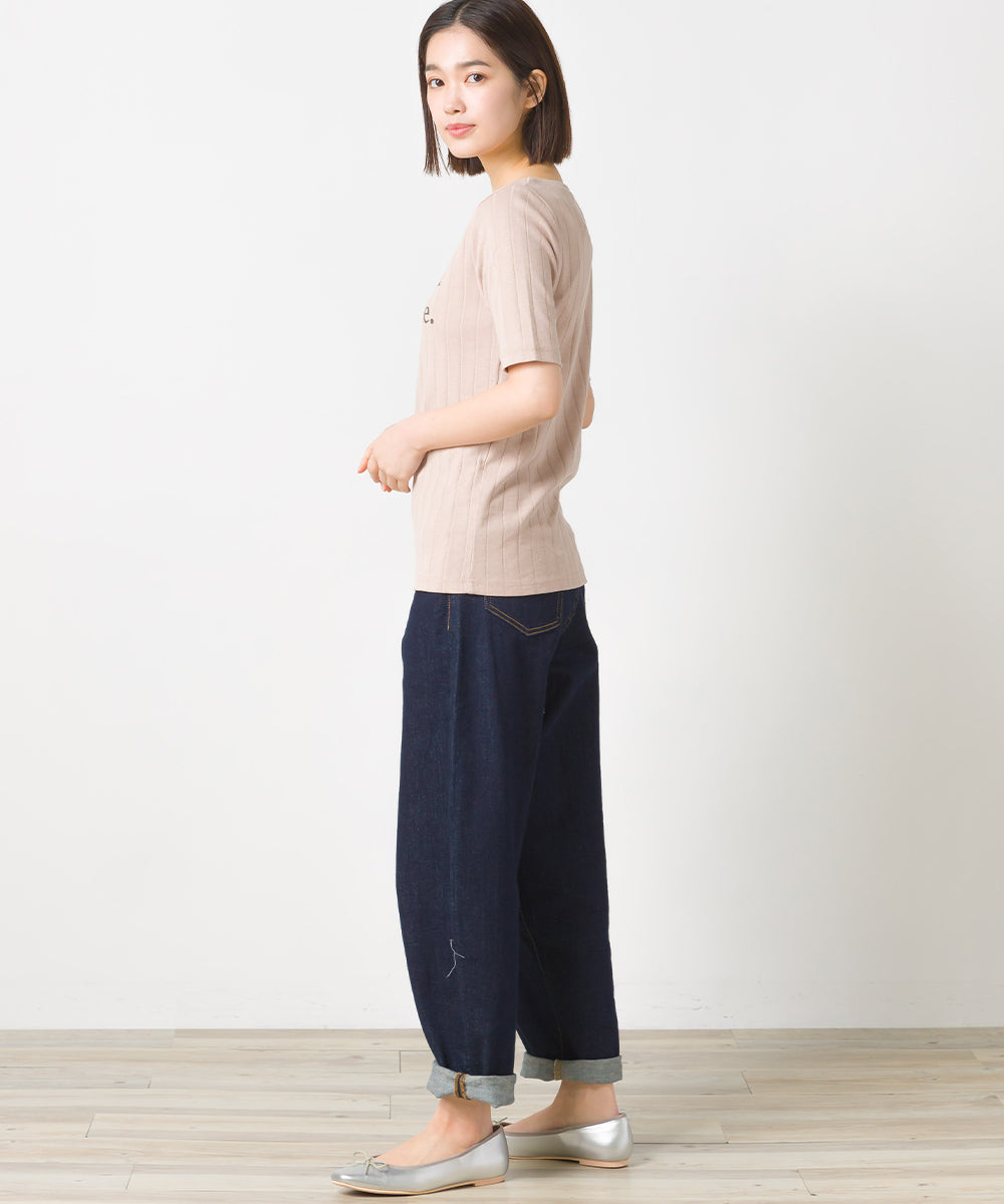 【OMNES Another Edition】汗染み防止リブロゴプリント半袖Tシャツ Je mets【7121-5198】