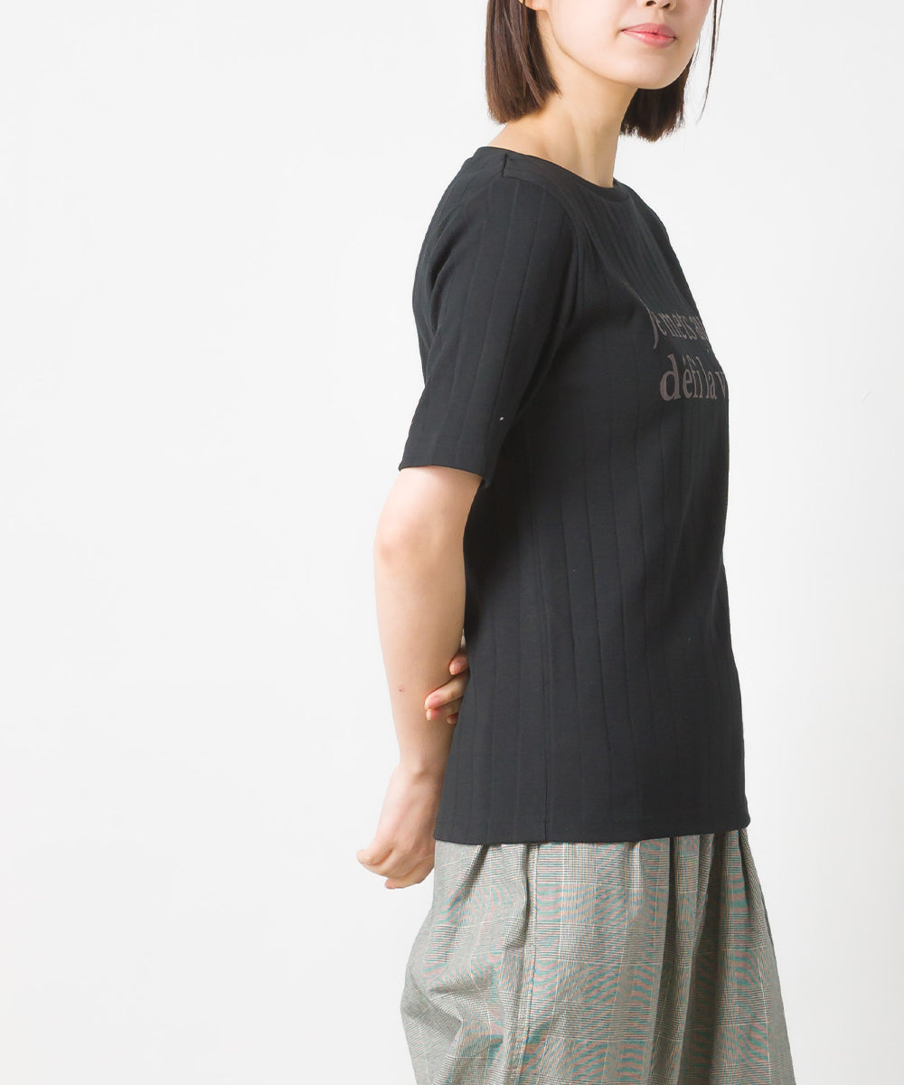 【OMNES Another Edition】汗染み防止リブロゴプリント半袖Tシャツ Je mets【7121-5198】