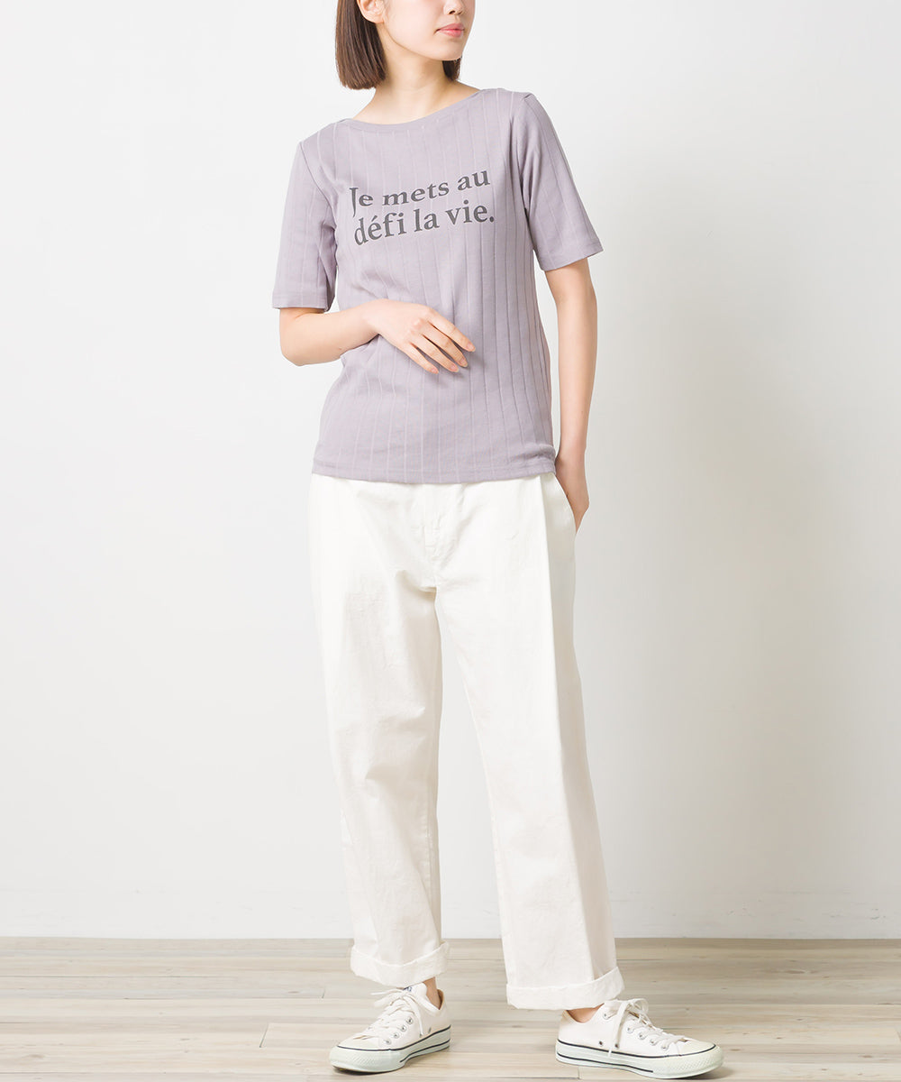 【OMNES Another Edition】汗染み防止リブロゴプリント半袖Tシャツ Je mets【7121-5198】