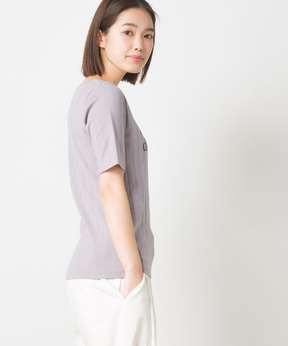 【OMNES Another Edition】汗染み防止リブロゴプリント半袖Tシャツ Je mets【7121-5198】