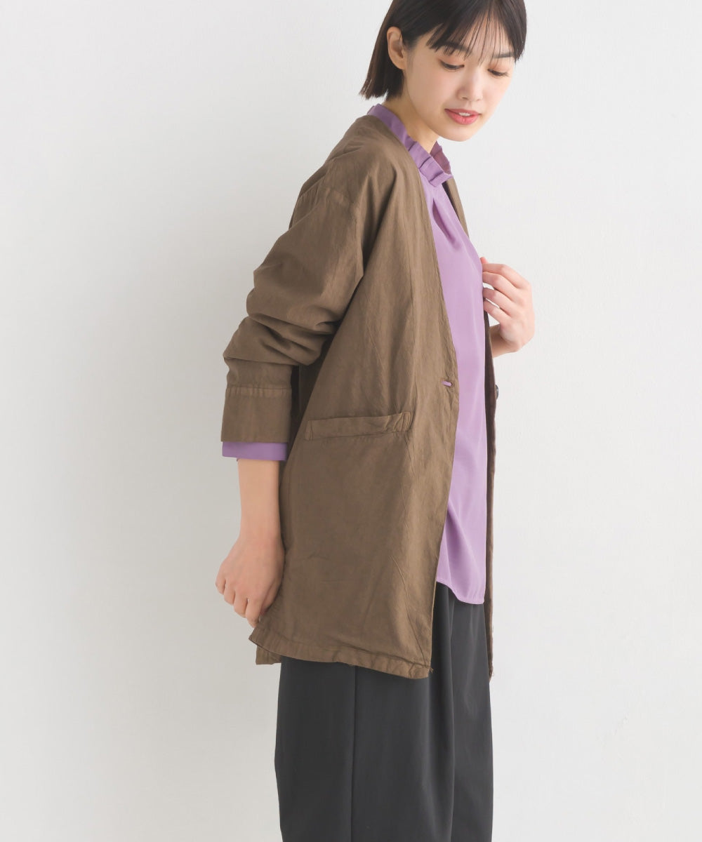 【OMNES Another Edition】製品染め コットンノーカラージャケット【7121-7037】