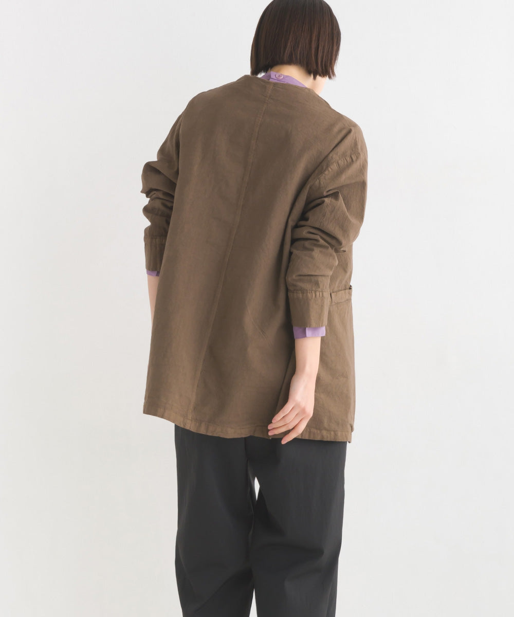 【OMNES Another Edition】製品染め コットンノーカラージャケット【7121-7037】