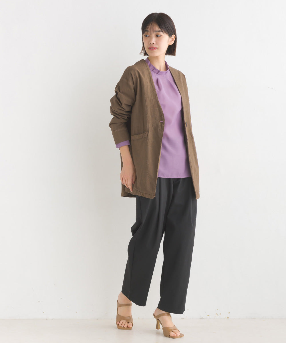 【OMNES Another Edition】製品染め コットンノーカラージャケット【7121-7037】