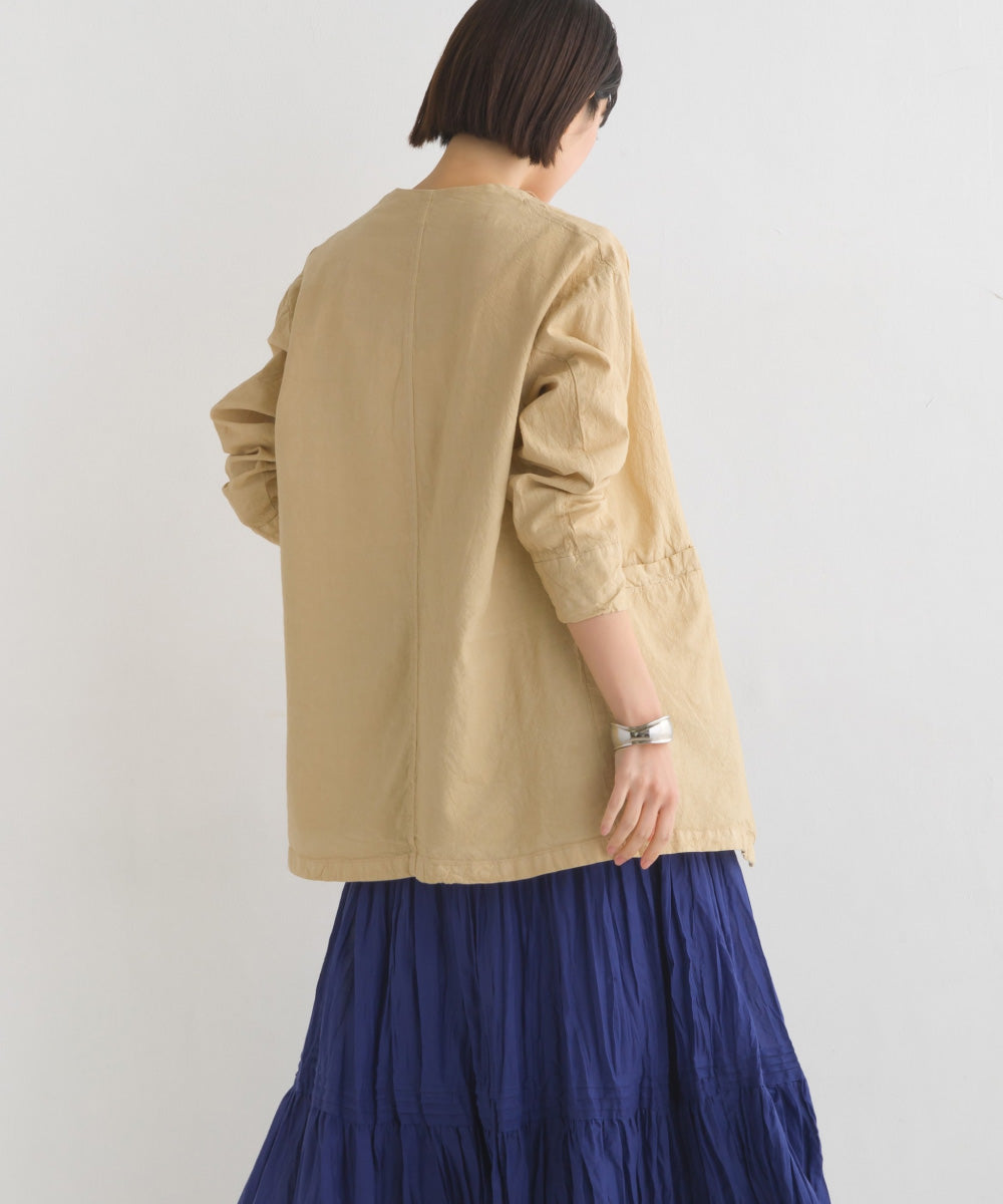 【OMNES Another Edition】製品染め コットンノーカラージャケット【7121-7037】