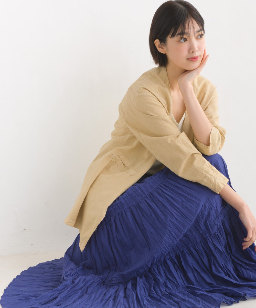 【OMNES Another Edition】製品染め コットンノーカラージャケット【7121-7037】