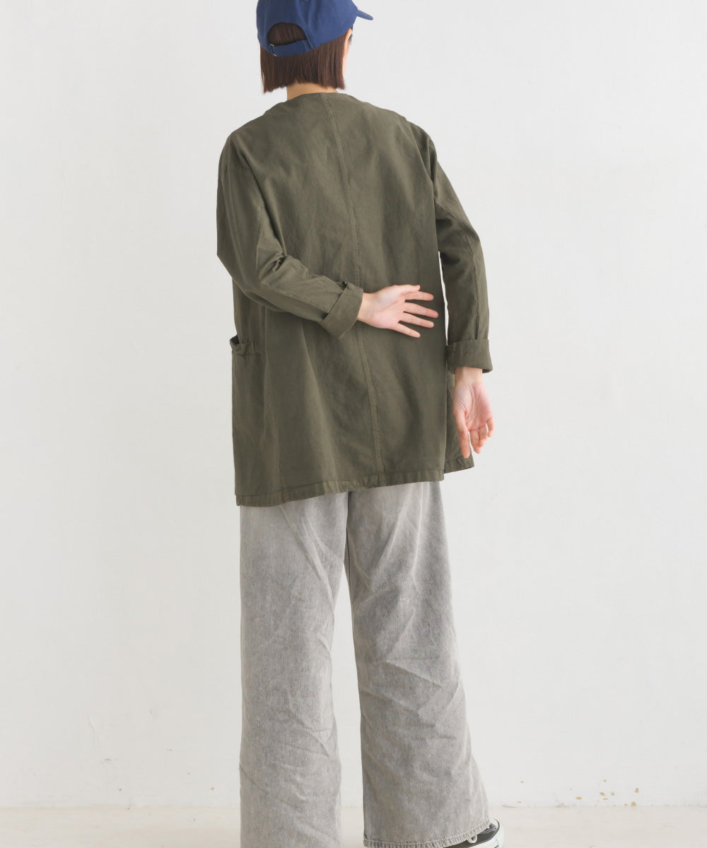 【OMNES Another Edition】製品染め コットンノーカラージャケット【7121-7037】